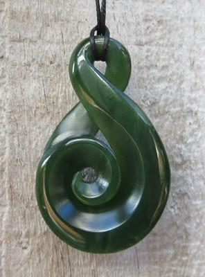 Maori Greenstone Single Twist with Koru